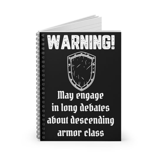 Descending Armor Class (white lettering) - Spiral Notebook - Ruled Line