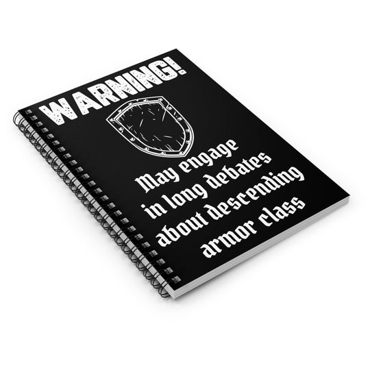 Descending Armor Class (white lettering) - Spiral Notebook - Ruled Line