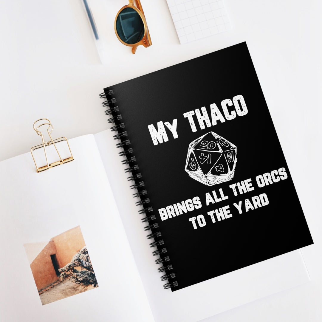 My Thaco brings all the orcs to the yard (white lettering) - Spiral Notebook - Ruled Line