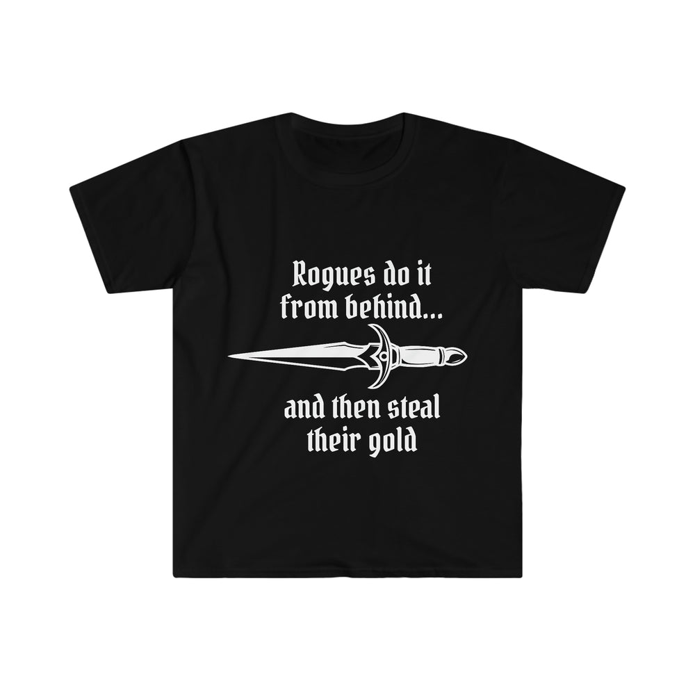 Rogues do it from behind (white lettering) - Unisex Softstyle T-Shirt