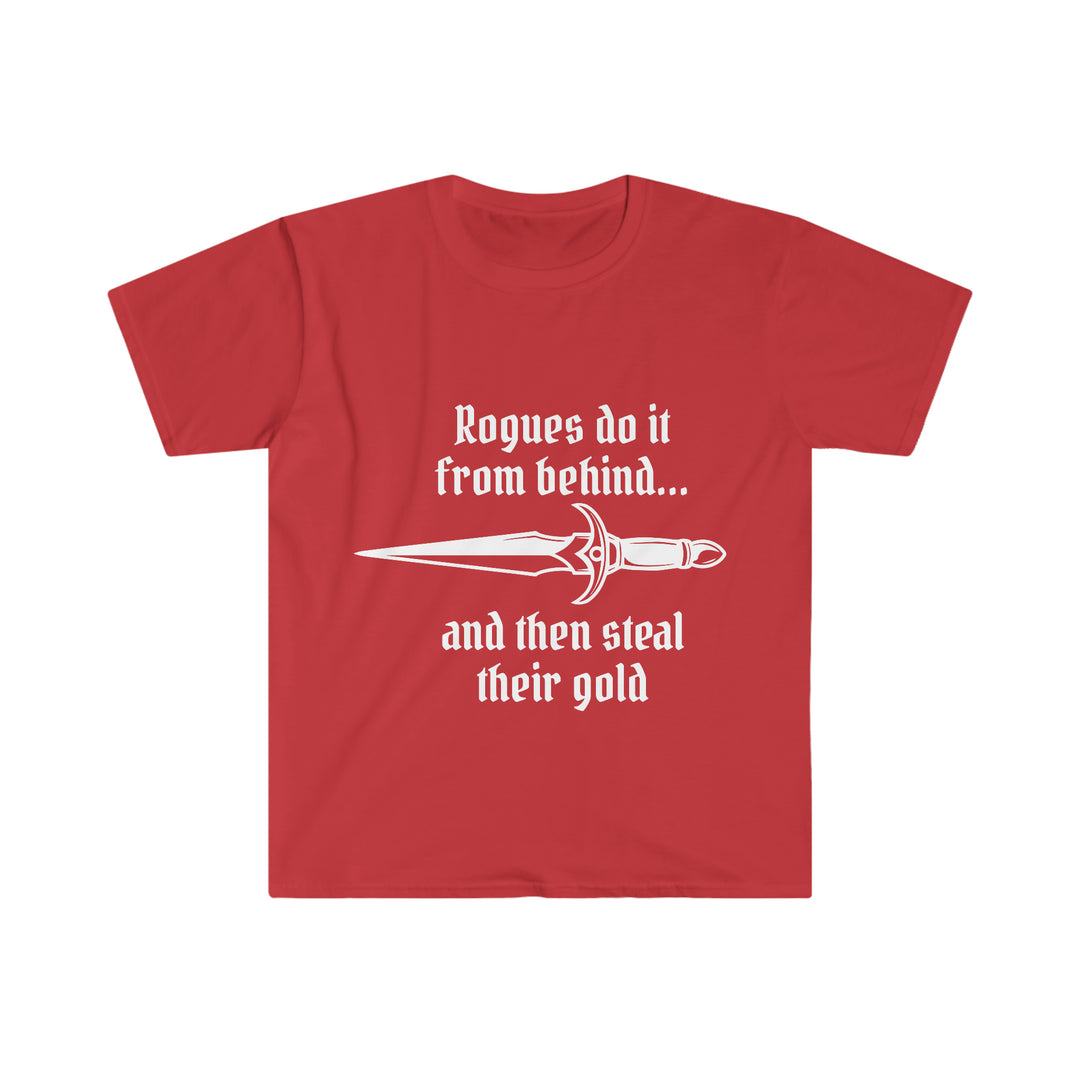 Rogues do it from behind (white lettering) - Unisex Softstyle T-Shirt