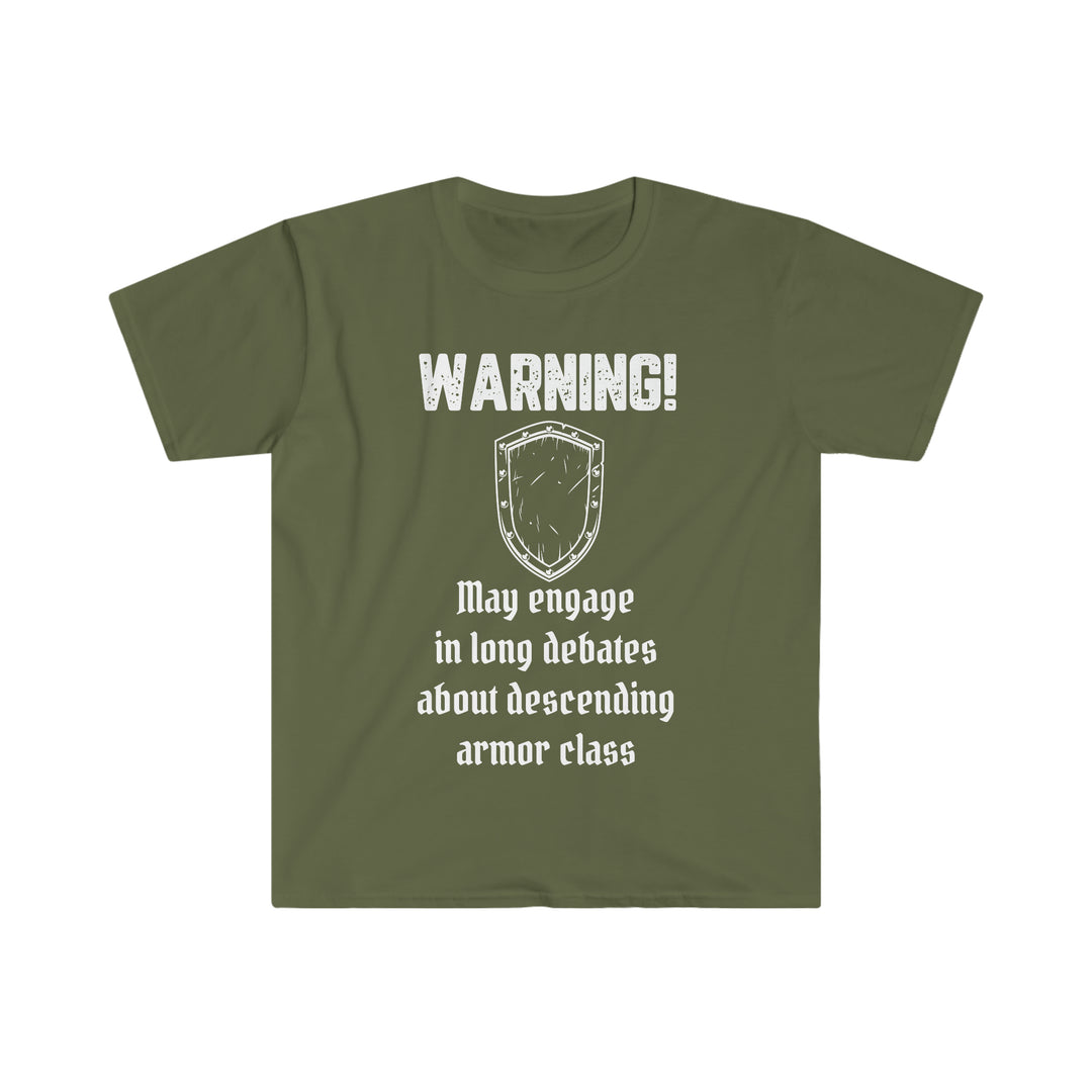 Descending armor class (white lettering) - Unisex Softstyle T-Shirt