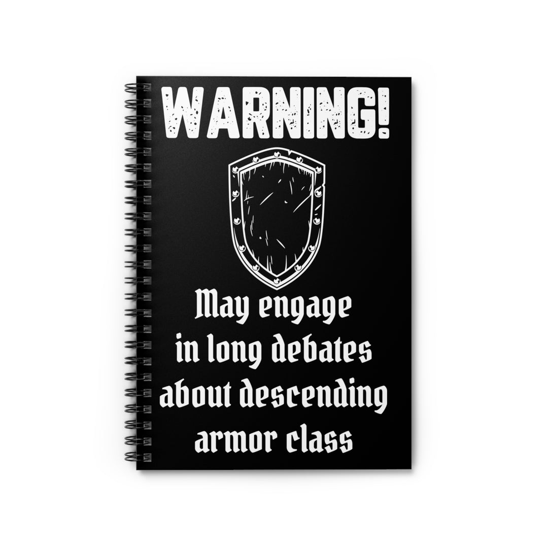 Descending Armor Class (white lettering) - Spiral Notebook - Ruled Line