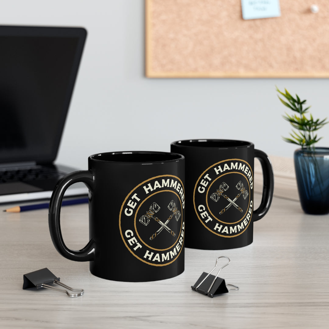 Get Hammered 2 (white lettering) - 11oz Black Mug